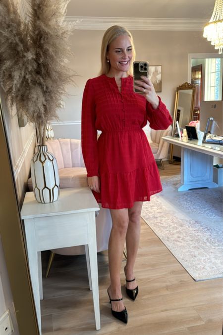 A pretty long sleeve red dress for a family Christmas ❤️ 

#LTKHoliday #LTKSeasonal #LTKover40