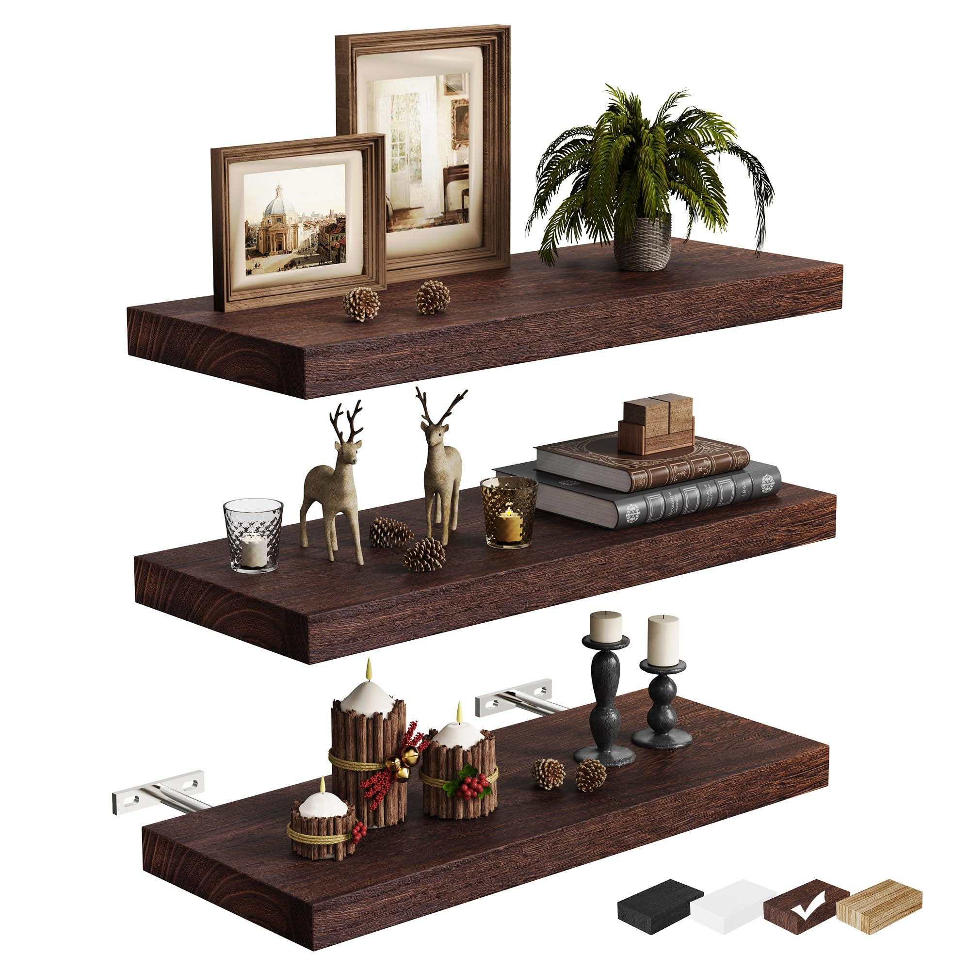 3 Packs Floating Shelves for Wall Storage Rustic Farmhouse Antique Vintage Retro Primitive Cottag... | Amazon (US)