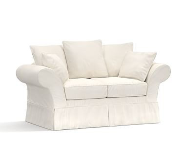Charleston Love Seat Slipcover, Denim Warm White | Pottery Barn (US)