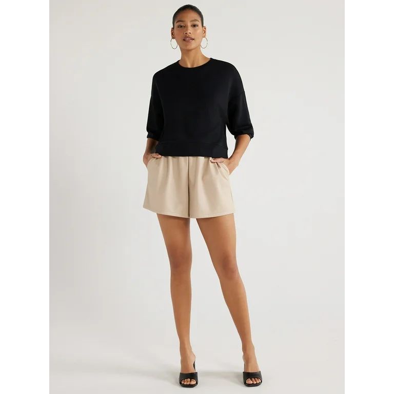 Scoop Women's Faux Leather Pull On Shorts, 5" Inseam, Sizes, XS-XXL | Walmart (US)