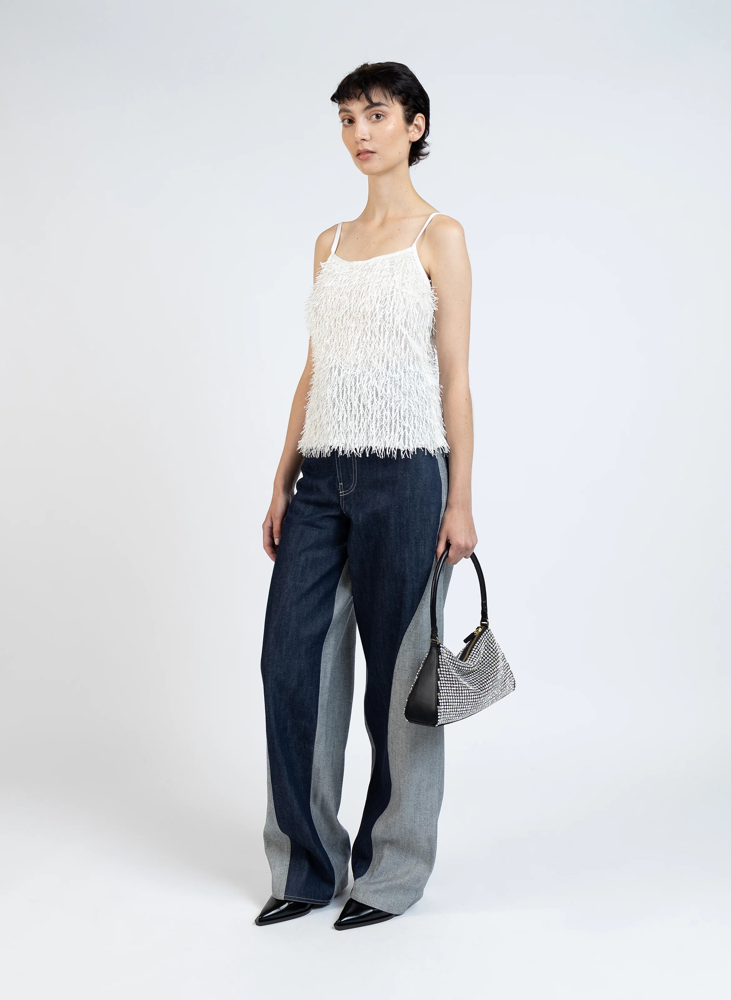 Fluffy Tank Top/White | Elleme