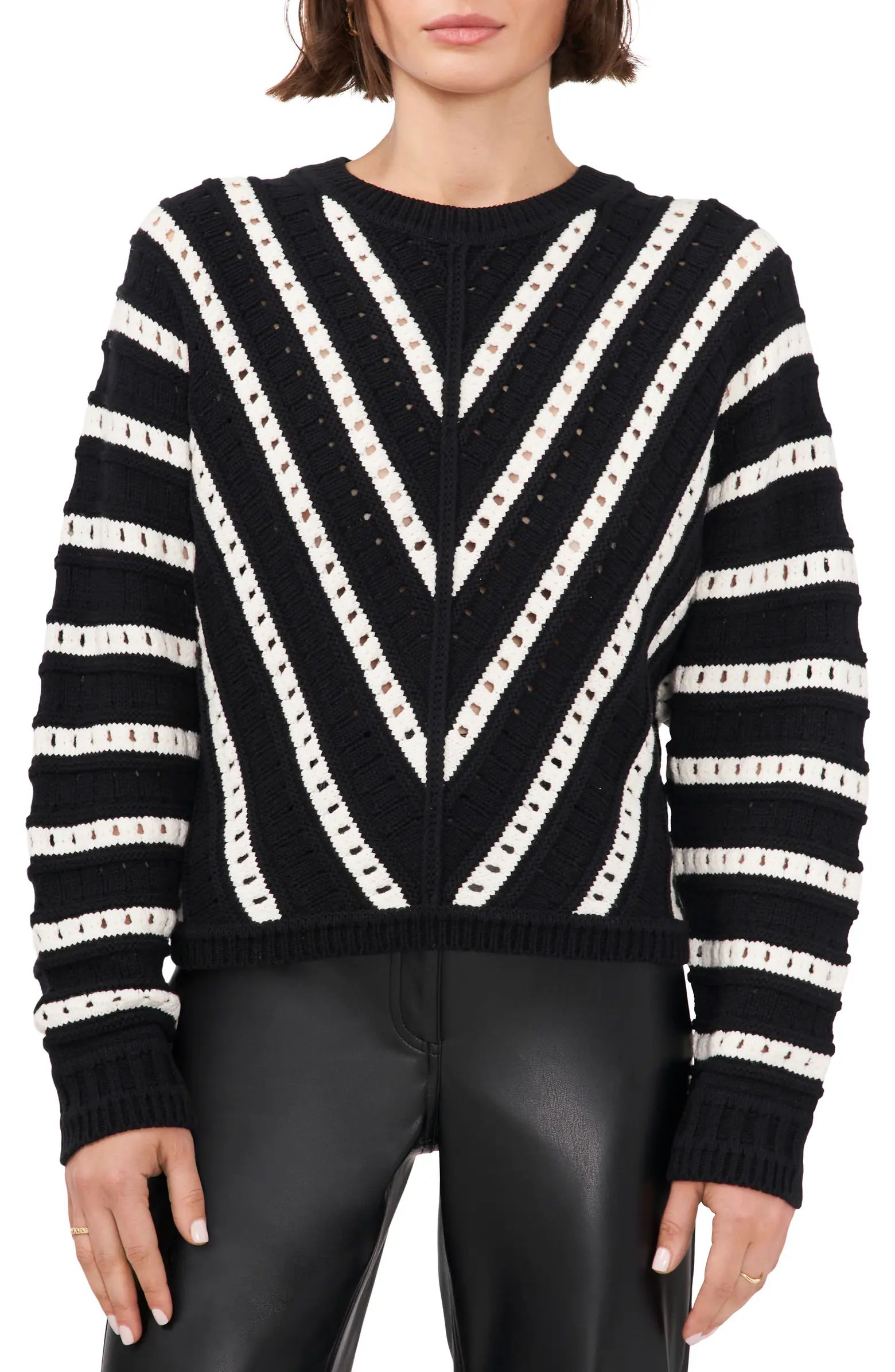 Halogen® V-Stripe Pattern Sweater | Nordstrom | Nordstrom