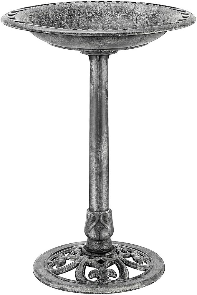VIVOHOME 28 Inch Height Polyresin Lightweight Antique Outdoor Garden Bird Bath Gray | Amazon (US)