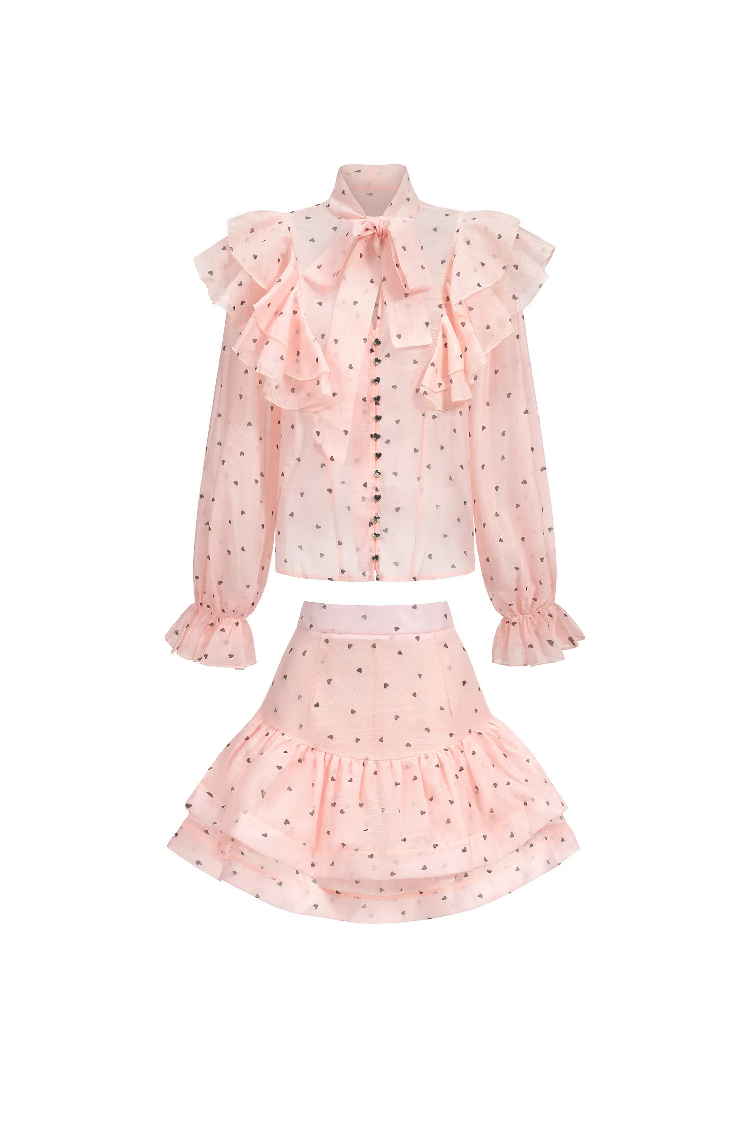 Sahara Rufflede Dot Printed Bowknot Top And Skirt Two-Piece Set | Bellabarnett Affiliate Marketing