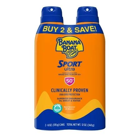 Banana Boat Ultra Sport Sunscreen Spray SPF 50+, 12 oz Twin Pack | Walmart Online Grocery