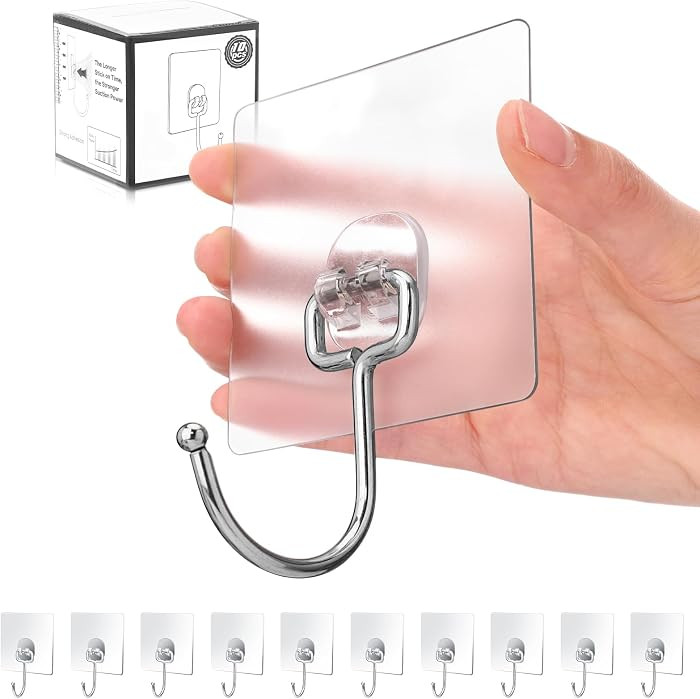 Antimbee 10-Pack All-Purpose Large Adhesive Hooks for Hanging, Banana Hook, Heavy Duty Adhesive H... | Amazon (US)