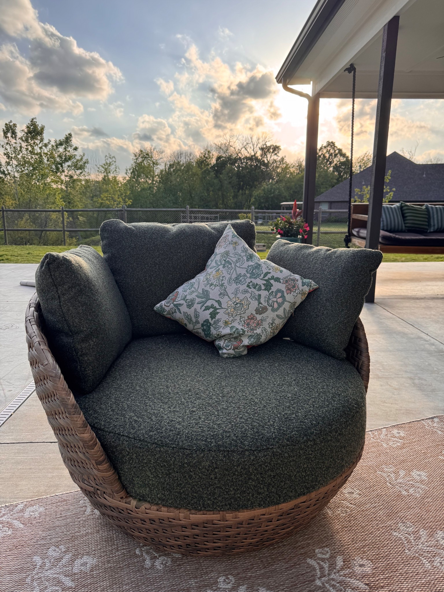 Walmart outdoor is poppin off lately, & I am here for it 🙌🏻 Drew Barrymore’s line Beautiful is everything! & this swivel chair does not miss.

Incredible quality, easy to put together, so big & fits multiple people on it, comfy & cozy. AND IT SPINS. What more can a girl ask for?!

Walmart finds Walmart outdoor patio furniture backyard chair spring refresh outdoor rug outdoor pillows

#LTKSeasonal #LTKHome