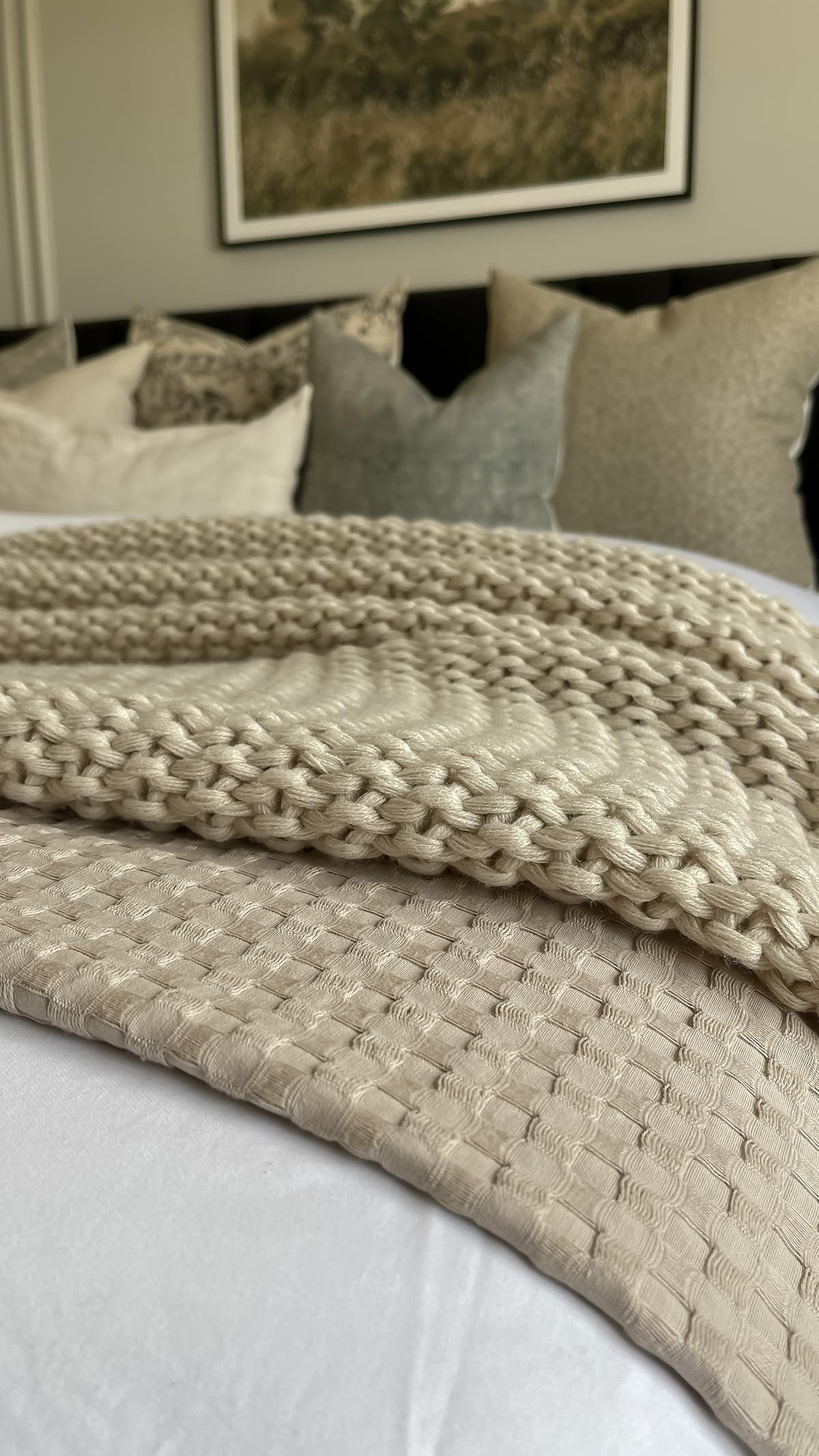 Utopia Bedding Cotton Waffle Blanket 300 GSM (Khaki - 90x108 Inches) Soft Lightweight Breathable Bed | Amazon (US)