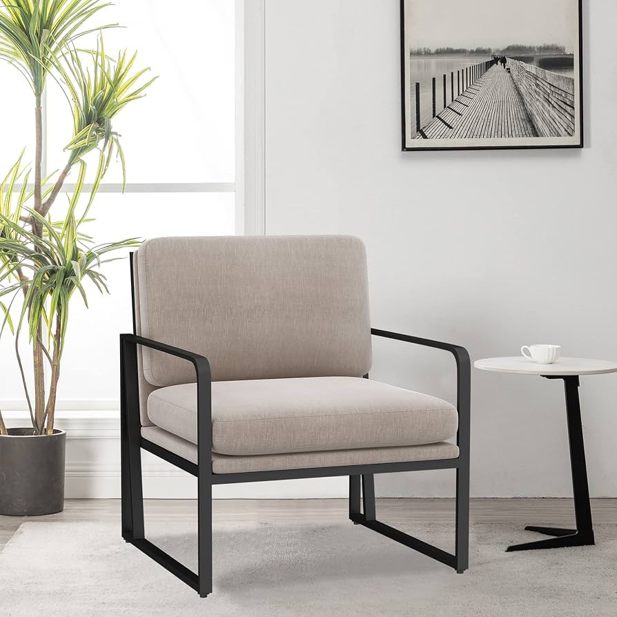 ALISH Modern Accent Chairs, Upholstered Living Room Chairs Linen Arm Chair Accent Chairs for Livi... | Amazon (US)