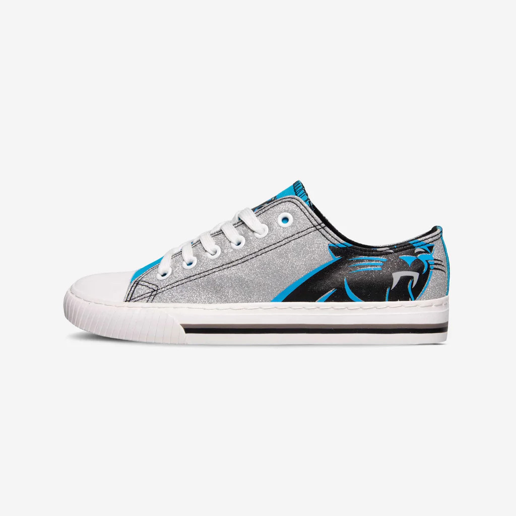 Carolina Panthers Womens Glitter Low Top Canvas Shoe | FOCO inc