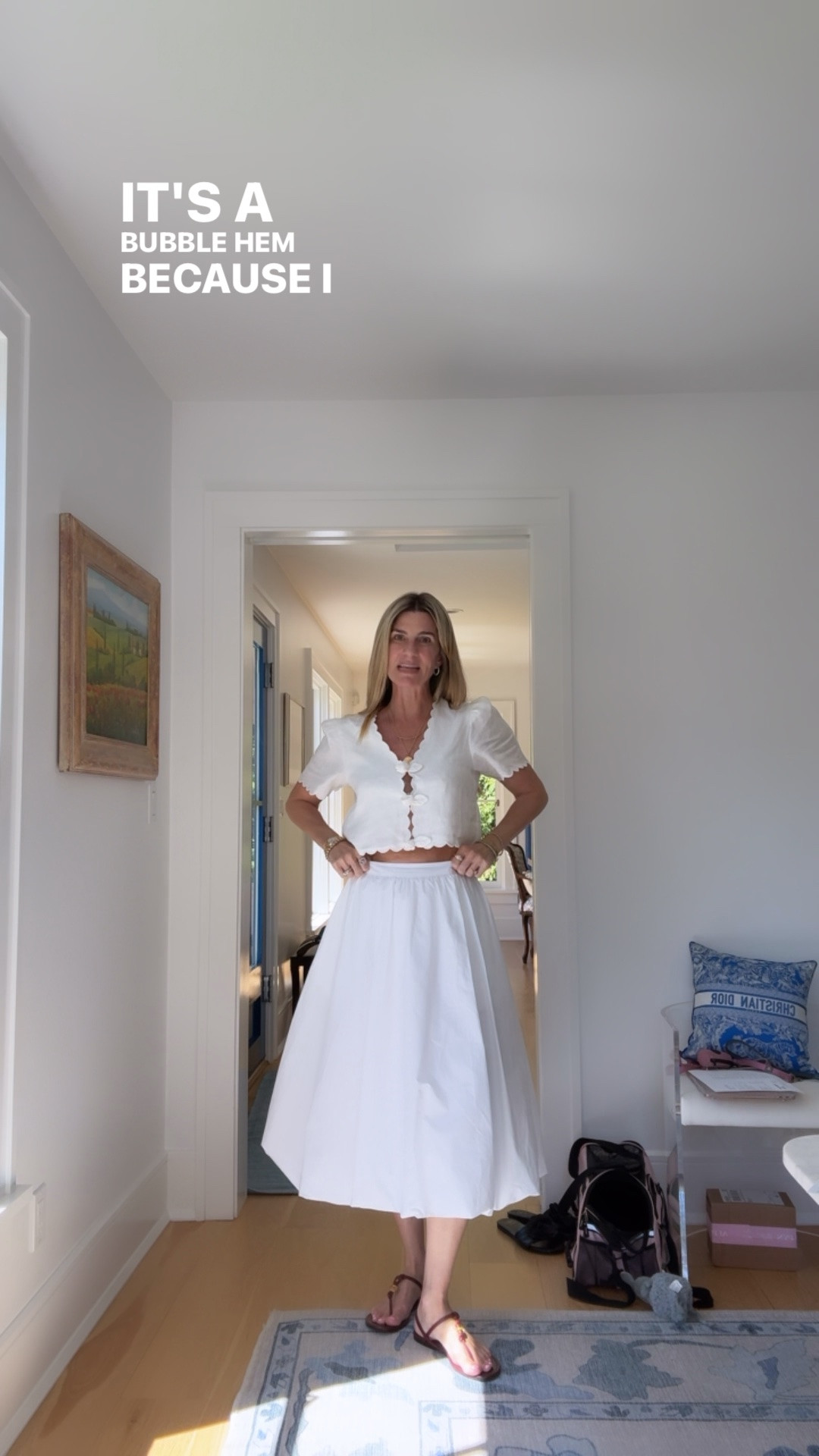 I sized up 1 in the top so it wouldn’t be so cropped. Linking similar sandals