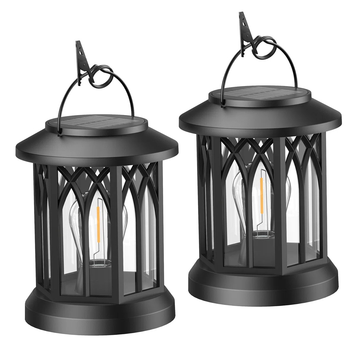 6.2" Solar Powered Integrated LED Outdoor Lantern (Set of 2) | Wayfair North America