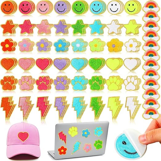 Yilloog 156 Pcs Glitter Self Adhesive Letters Chenille Clothing Patches Embroidered Repair Fuzzy ... | Amazon (US)