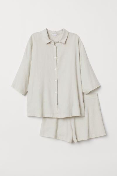 Pyjama shirt and shorts - Old rose - Home All | H&M GB | H&M (UK, MY, IN, SG, PH, TW, HK)