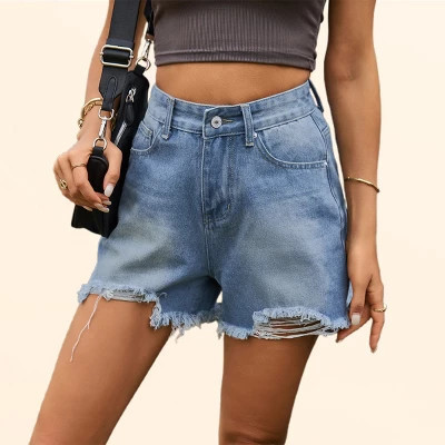 Clearlove Denim Shorts Womens Frayed Hem Jean Shorts Boxy Rippe Short Jeans 3" Inseam High Rise Ripped Denim Shorts Washed Denim Shorts, blue - S | Target