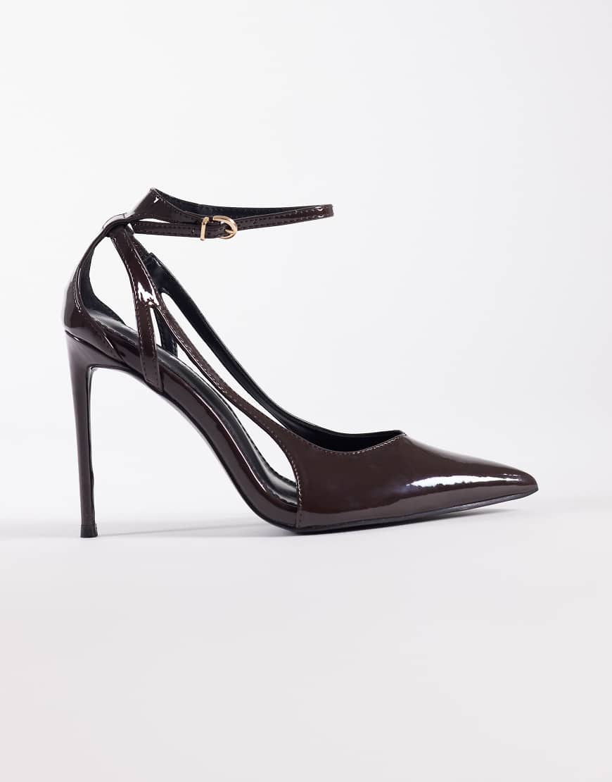 Public Desire Allegedly pointed toe heeled pumps in brown patent | ASOS (Global)