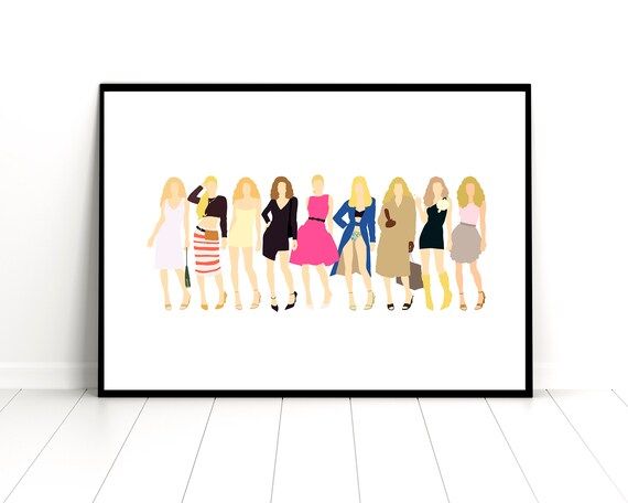Carrie Bradshaw fashion print from Sex and the city tv show - Fashion illustration - Digital prin... | Etsy (US)