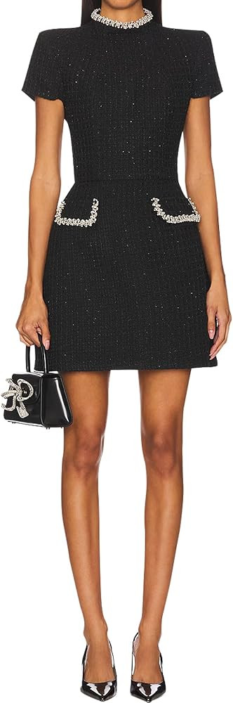 LuFeng Womens Sexy Short Sleeve High Neck Pearls Mini Dress Party Clubwear Club Bodycon Short Dre... | Amazon (US)