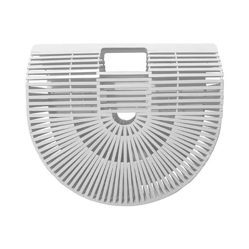Bamboo Bags for Women Handmade Bamboo Women Handbag Wooden Purse Beach Bamboo Bag Travel Tote Bag Straw Beach Purse White-S | Amazon (US)
