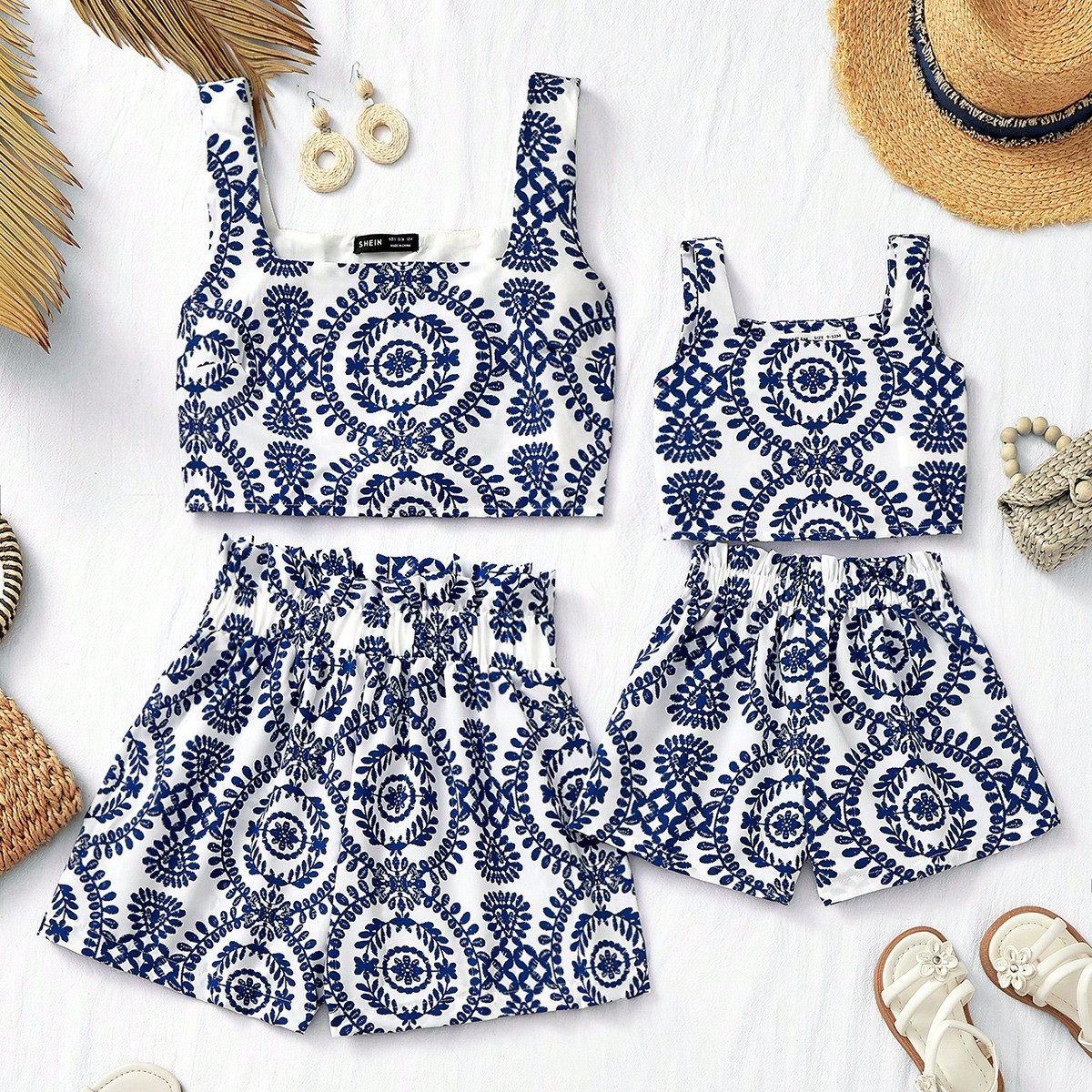 SHEIN X JIMENA & MATEO Baby Girl Summer Floral Print Shorts And Cami Top Set | SHEIN