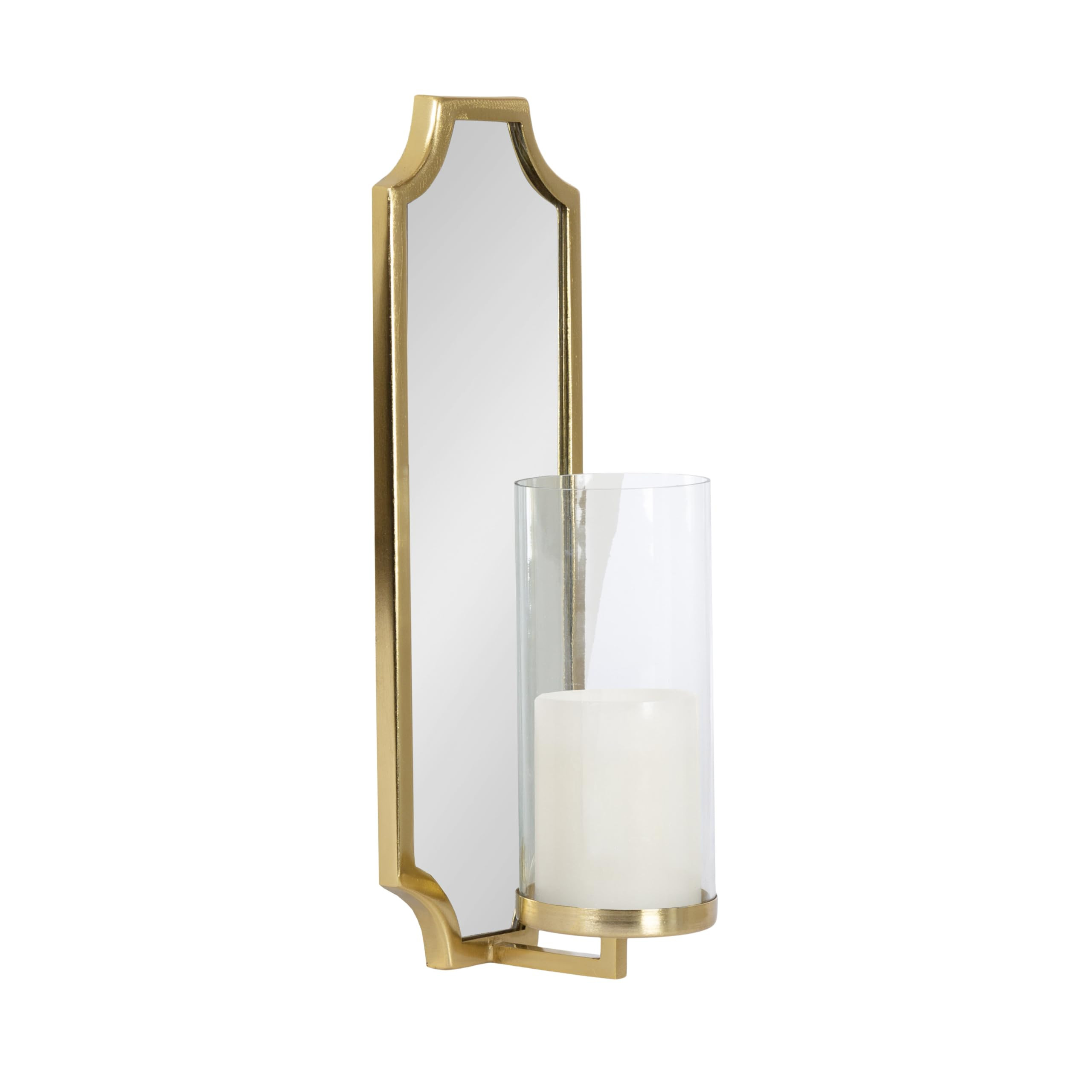 Kate and Laurel Ciel Glam Mirrored Wall Sconce, 6 x 5 x 16, Gold, Modern Scalloped Candle Holder ... | Amazon (US)