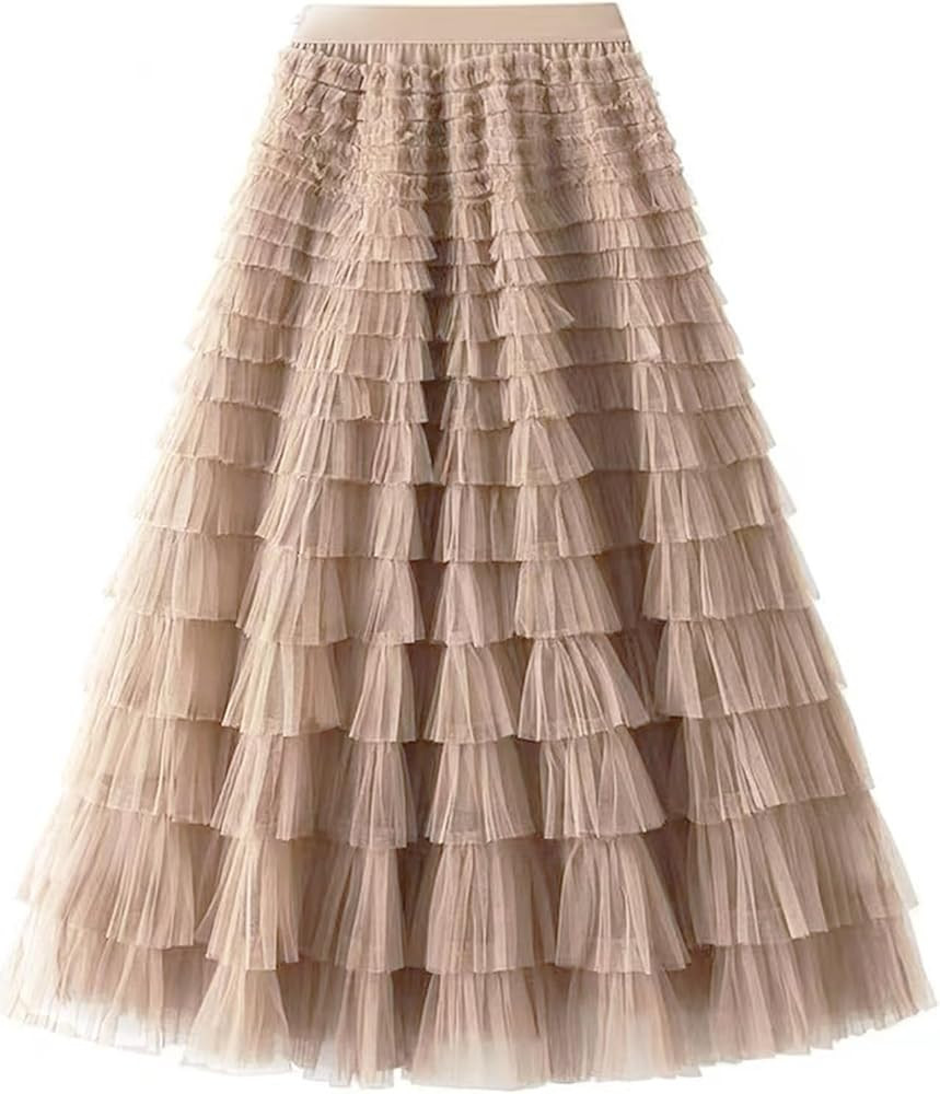 Flygo Tulle Skirts for Girls Long Tutu Skirt A Line Layered Ruffle Tiered Mesh Maxi Skirt Pettico... | Amazon (US)