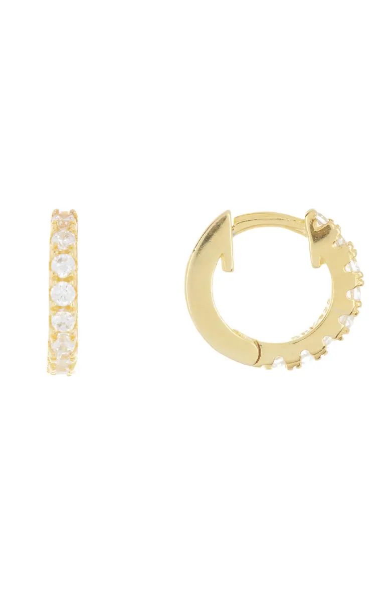 14K Gold Plated Sterling Silver CZ 9.25mm Huggie Hoop Earrings | Nordstrom Rack