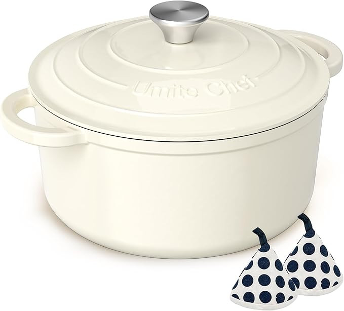 Enameled Cast Iron Dutch Oven - Umite Chef 5QT Pot with Lid & Cotton Potholders - Heavy-Duty Cook... | Amazon (US)