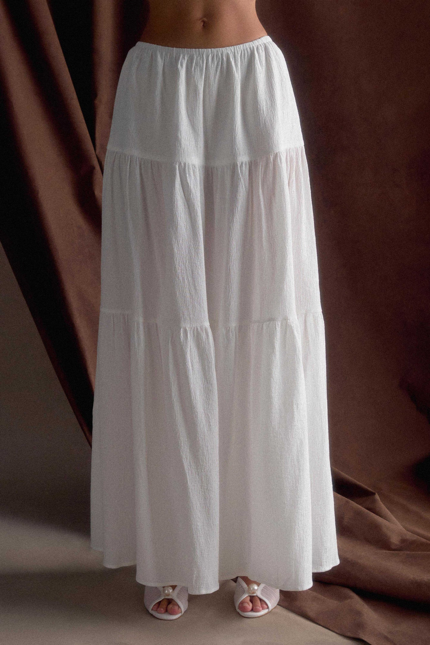 Jacinda Cotton Maxi Skirt - White | MESHKI US