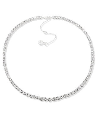 Anne Klein Silver-Tone Graduated Crystal Collar Tennis Necklace, 16 | Macys (US)