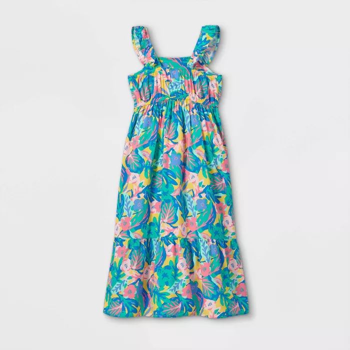 Girls' Floral Maxi Flutter Sleeve Dress - Cat & Jack™ | Target