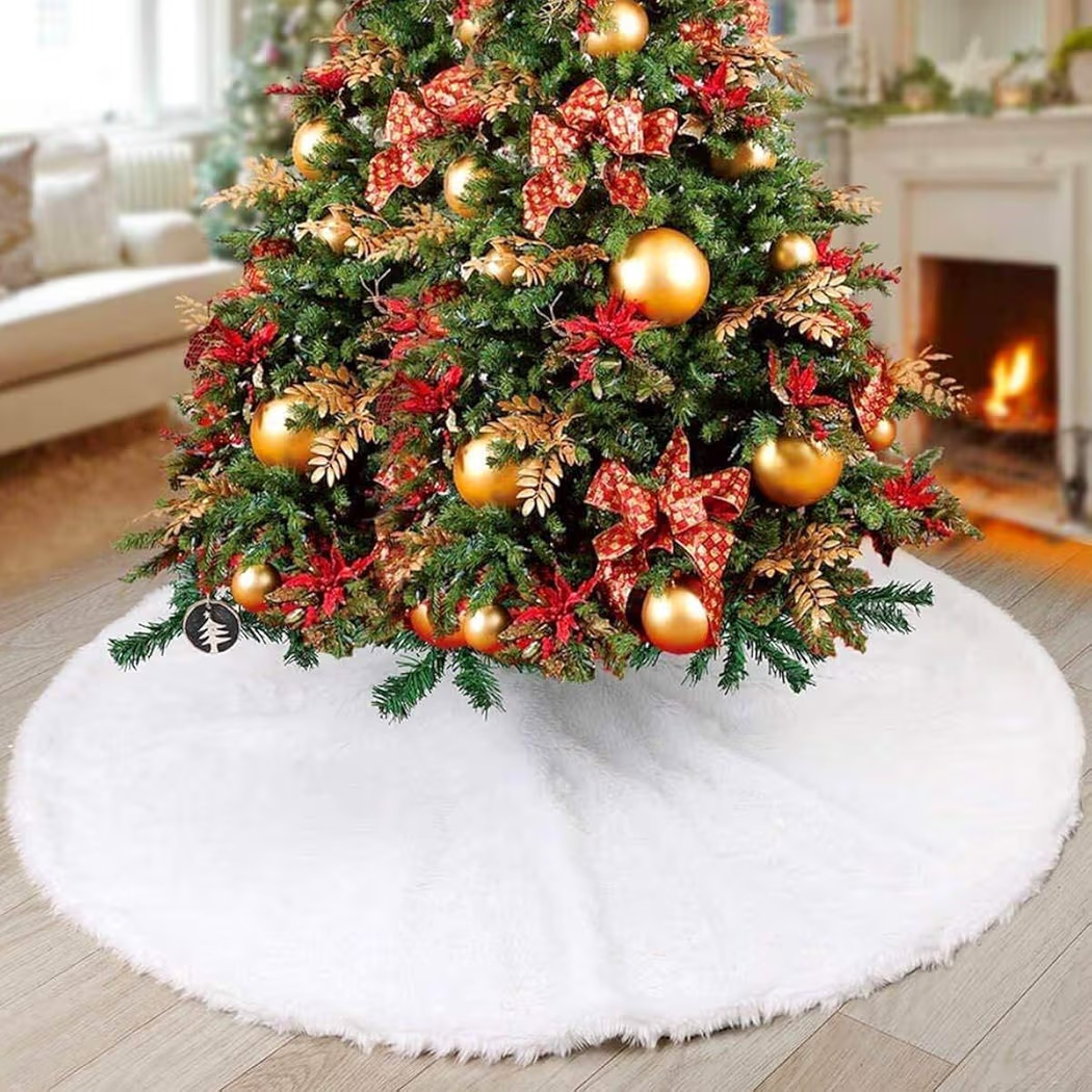 YEAHOME Christmas Tree Skirt, 60” Large White Tree Skirts with Soft Faux Fur Plush for Christma... | Amazon (US)