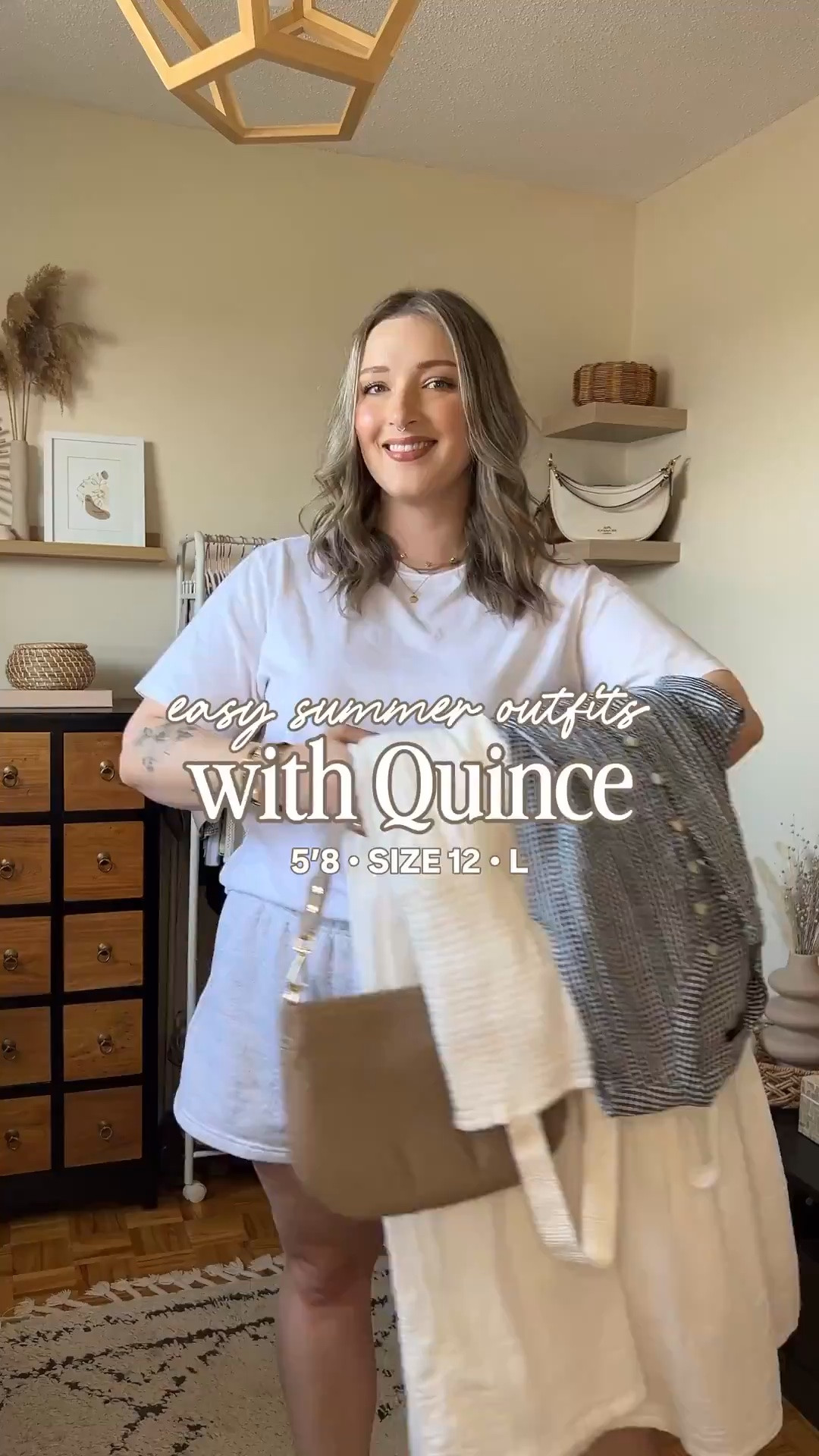 2 dresses, 1 bag, 4 effortless summer outfits 🤍 @Quince #QuincePartner 
White cotton gauze maxi dress is such a good summer staple, wearing my usual size L. Also wearing L in the linen gingham mini dress, so cool and breezy for summer! The woven leather bag is so perfect for everyday and goes with everything! Linked similar pieces for styling, also from Quince!

#LTKsummer #LTKmidsize #LTKdresses