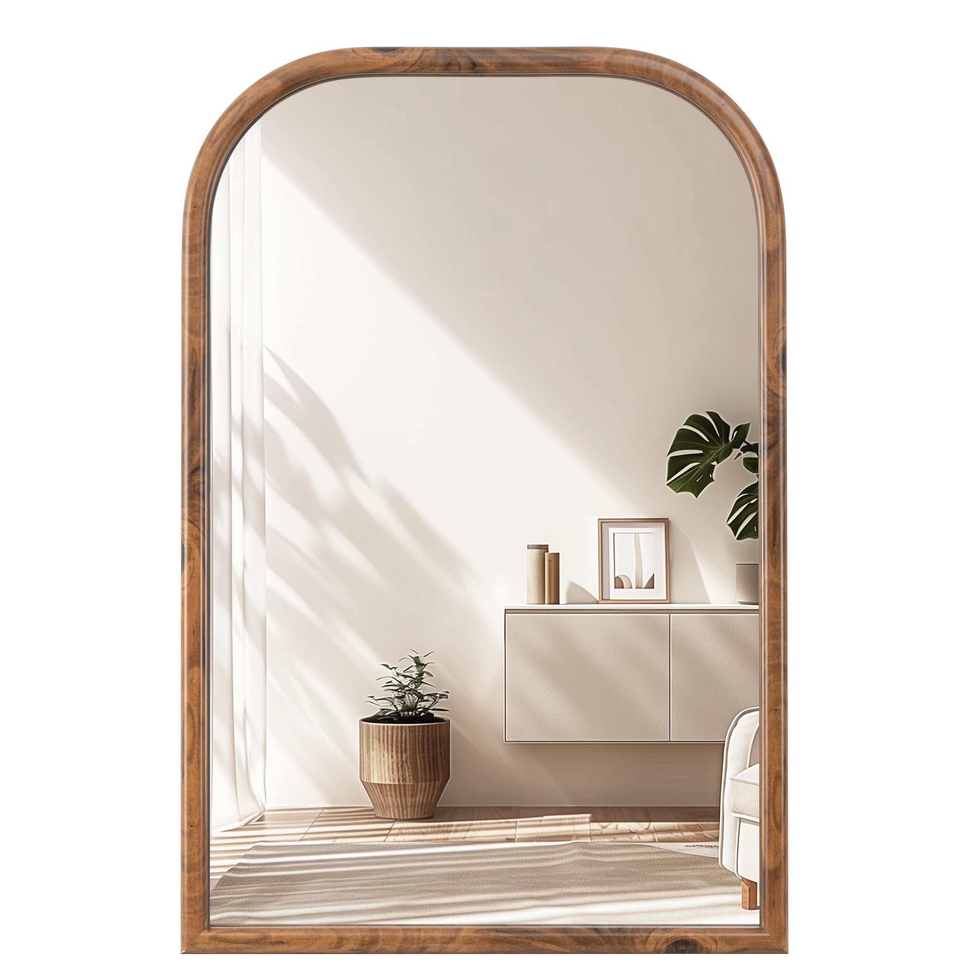 20"x30" Arch Wall Mirror Bathroom Mirror for Wall Mounted, Tempered Glass, Wood Grain Finish Fram... | Amazon (US)