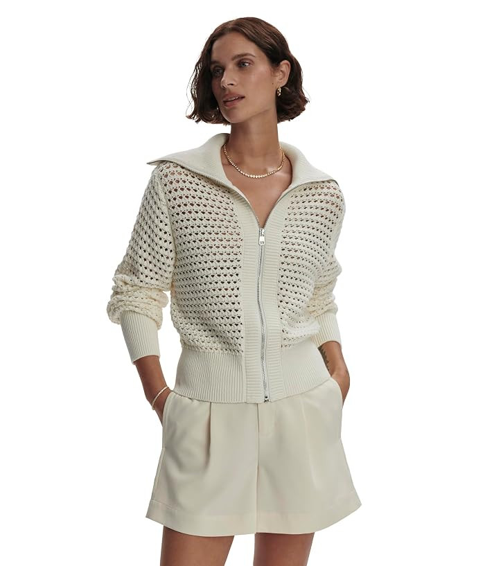 Varley Eloise Full Zip Knit Women's Sweatshirt Warm Taupe : MD, Cotton | Zappos.com