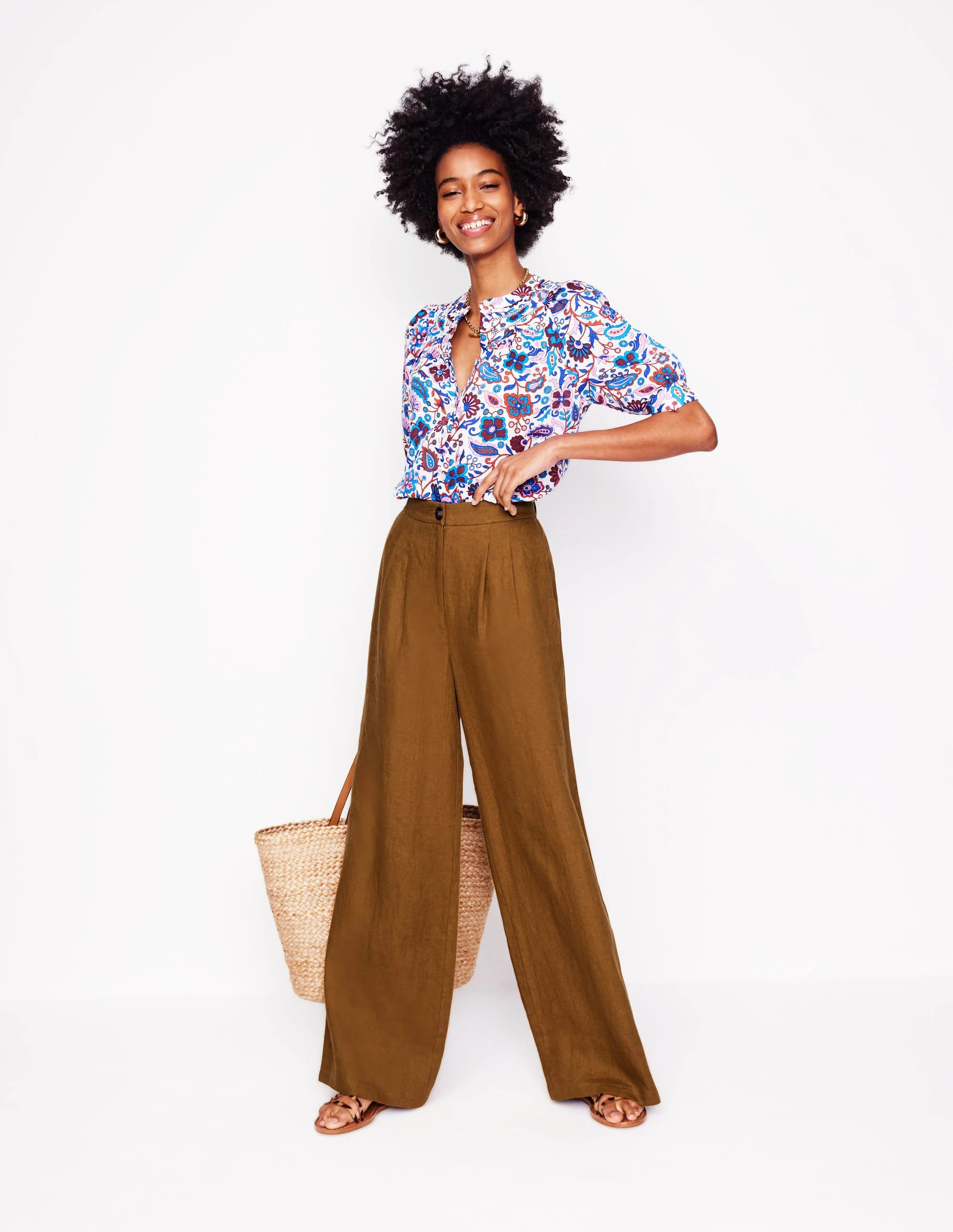 Dulwich Linen Pants-Gingerbread | Boden (US)