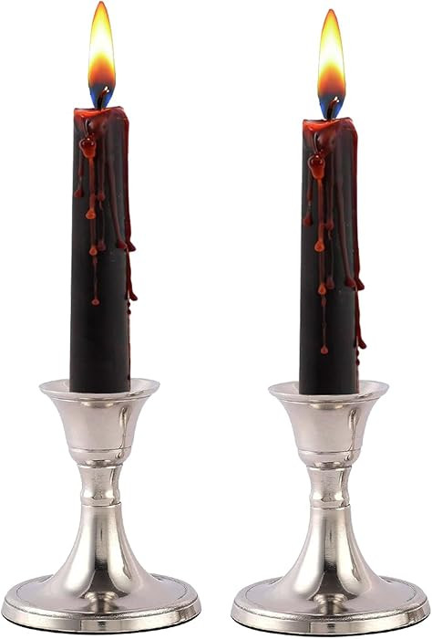 Rely+ Silver Candle Holder Set of 2 - Decorative Taper Candle Stick Candle Holder Candlestick Hol... | Amazon (US)