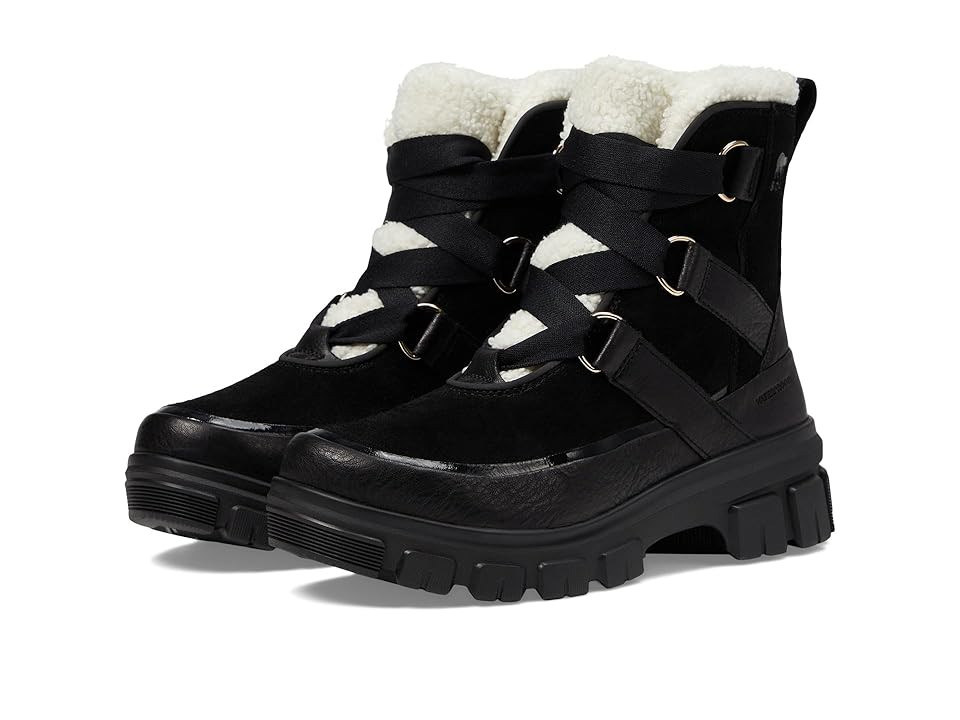 SOREL Tivolitm V Resort Waterproof Women's Snow Shoes Black/Chalk : 6 B - Medium, Leather/Suede | Zappos