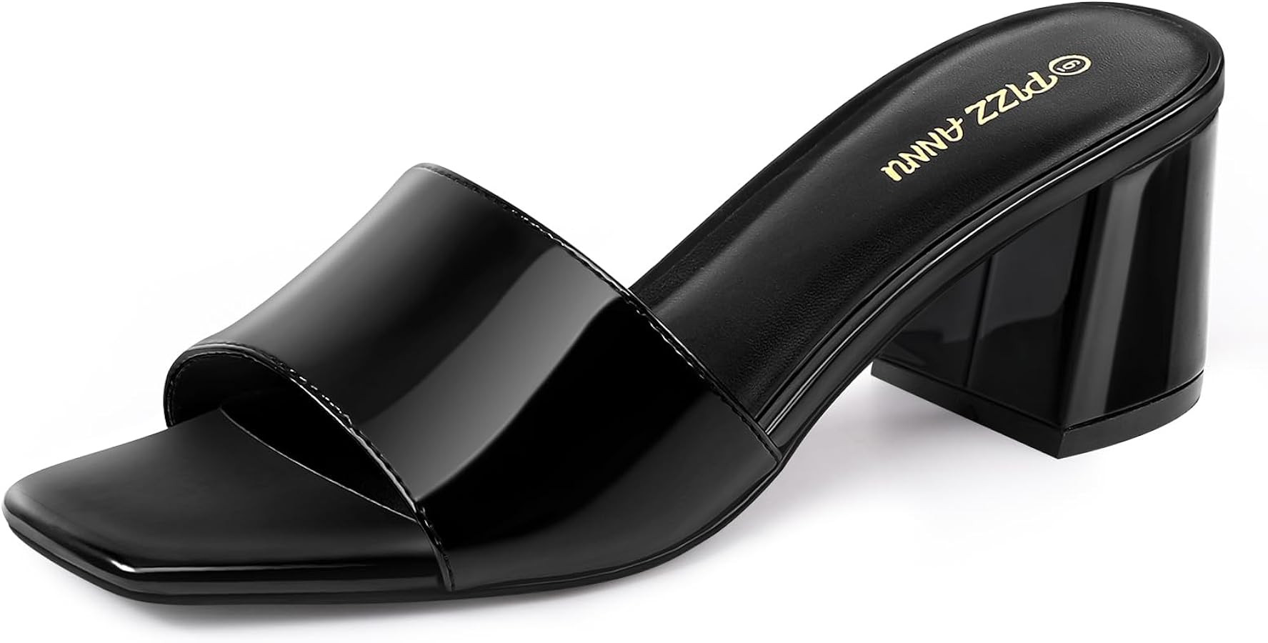 PIZZ ANNU Women's Square Open Toe Heels Sandals Low Block Chunky Heeled Sandal Slip on Mules Comf... | Amazon (US)