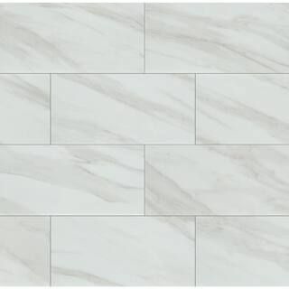 Home Decorators Collection Kolasus White 12 in. x 24 in. Polished Porcelain Floor and Wall Tile (... | The Home Depot
