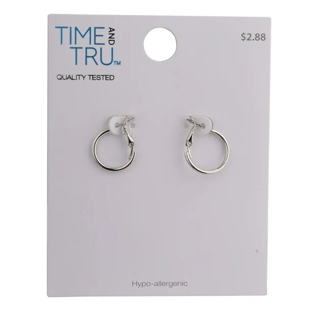 Time and Tru Small Silver Hoop Earring | Walmart (US)