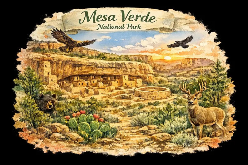 Mesa Verde National Park Watercolor PNG | National Park Clipart | Transparent PNG | Sublimation D... | Etsy (Global)