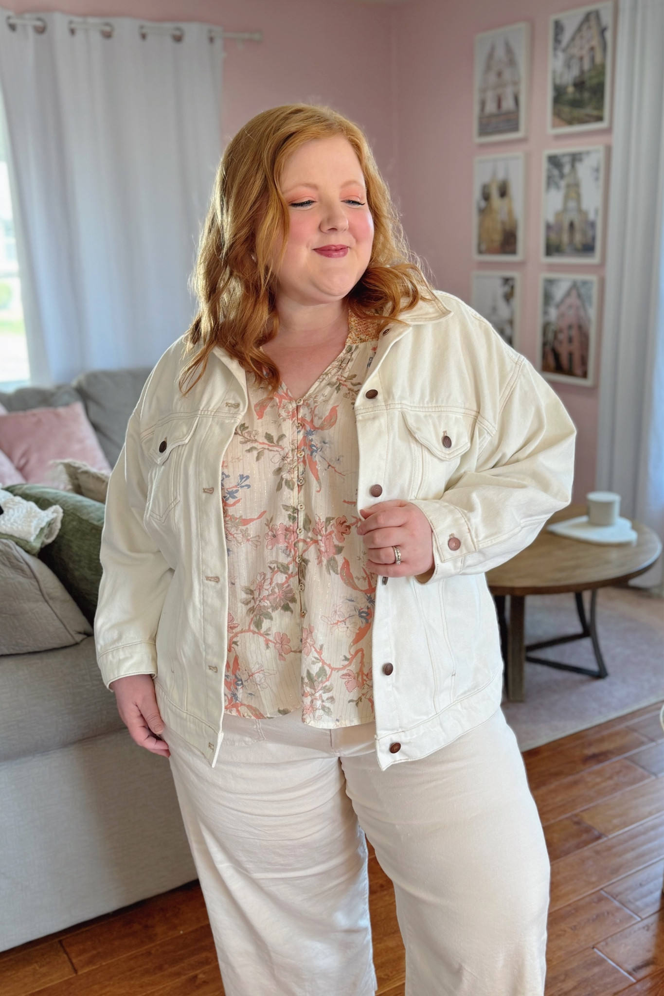 Casual cream spring outfit! Anthropologie boho top size 1X, Pilcro cream denim jacket size 1X, and Colette pants size 18.



#LTKSeasonal #LTKplussize #LTKmidsize