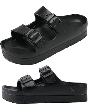 Womens Platform Sandals with Arch Support, Adjustable Buckle Beach Sandal Woman Comfort Lightweig... | Amazon (US)