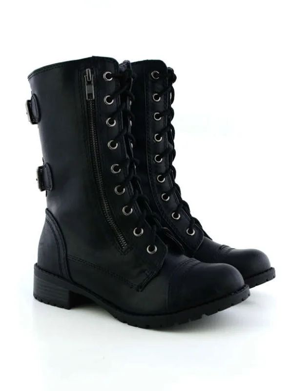 Soda Dome Mid Calf Height Women's Military / Combat Boots | Walmart (US)