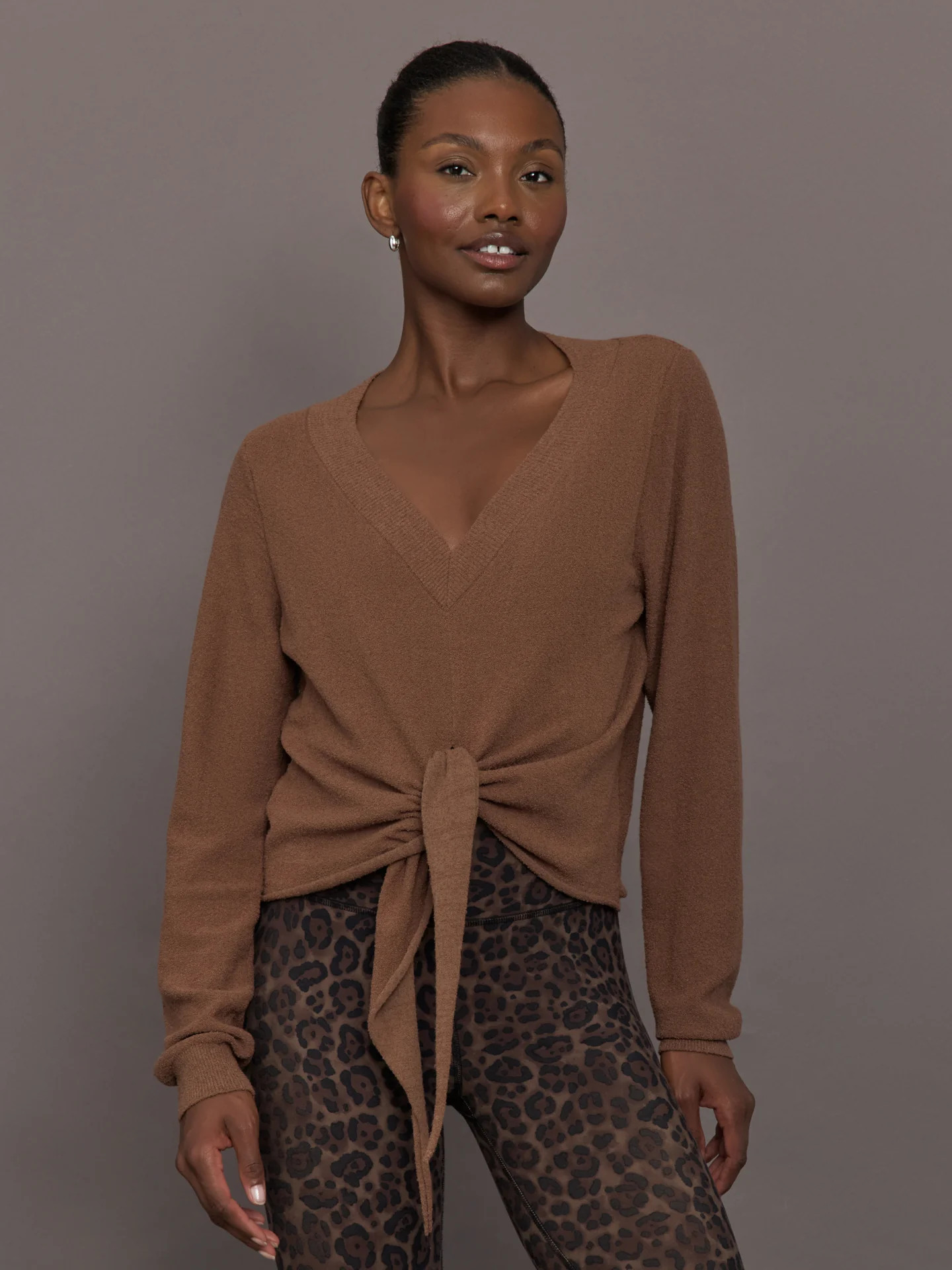 Knot Front Sweater - Cocoa | Carbon38