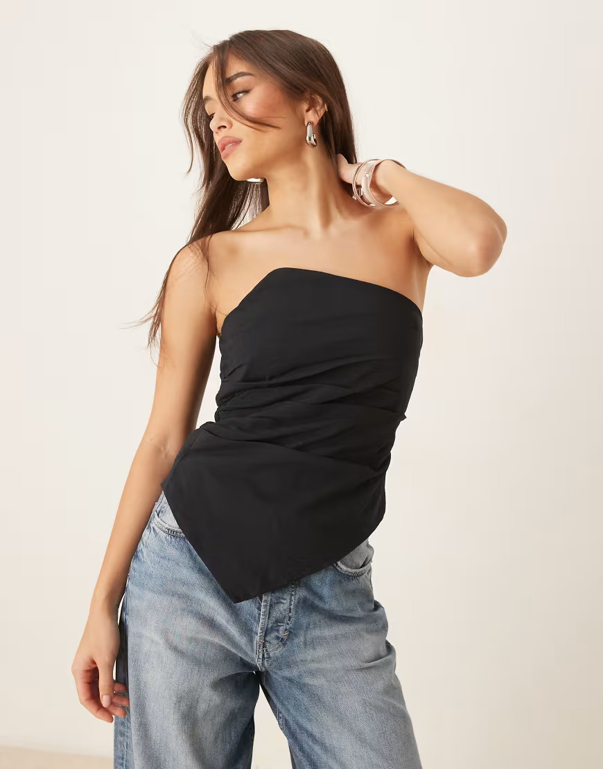 Abercrombie & Fitch structured strapless top in black | ASOS (Global)
