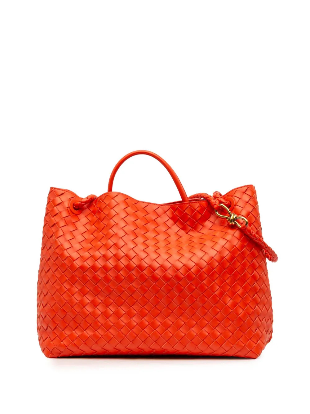 Bottega Veneta Pre-Owned 2012-2025 Large Lambskin Intrecciato Andiamo Satchel | Orange | FARFETCH | Farfetch Global