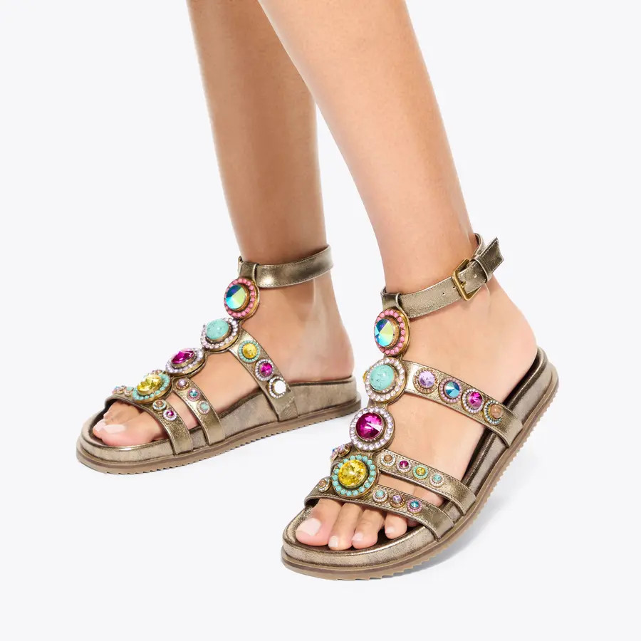 OCTAVIA FLEXI GLADIATOR Bronzed Leather Sandal by KURT GEIGER LONDON | Kurt Geiger UK