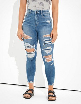 AE Ne(x)t Level Patched Curvy Super High-Waisted Jegging Crop | American Eagle Outfitters (US & CA)